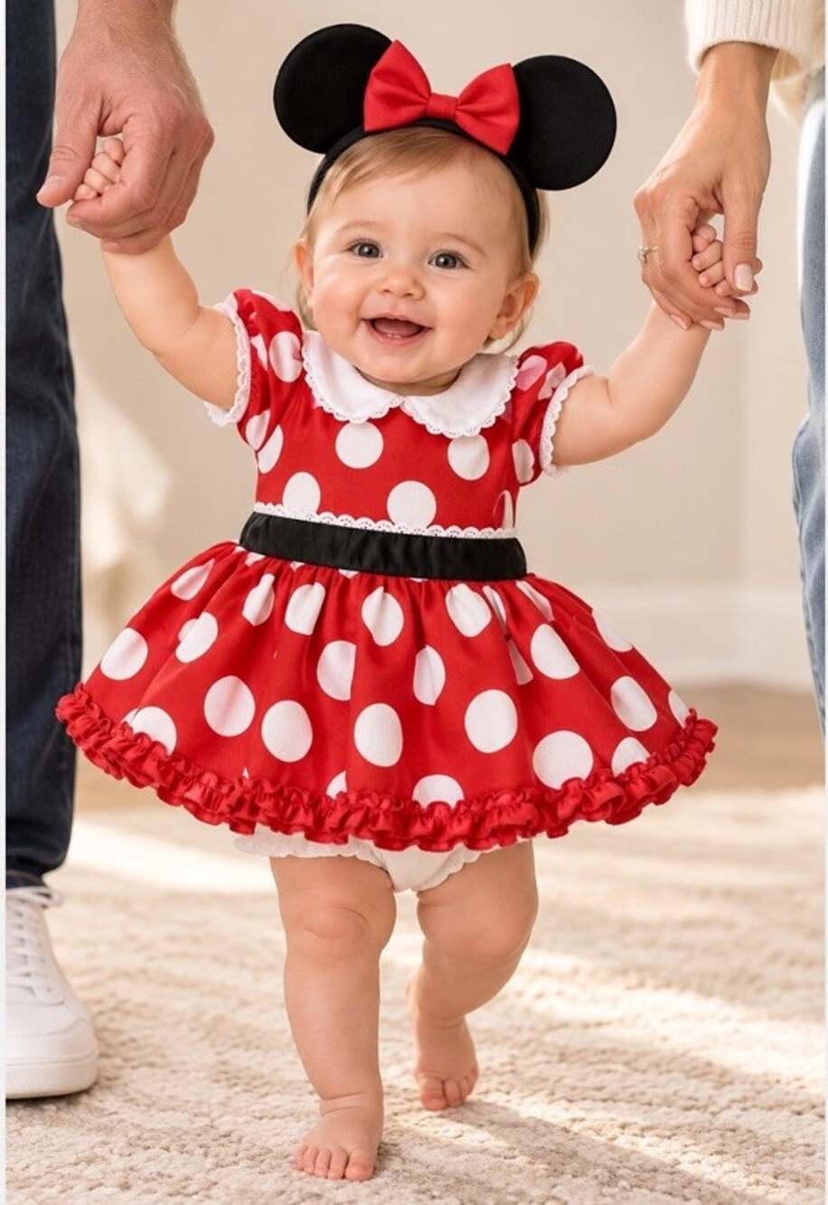 Disney Baby Minnie Mouse Costume 6-9M NWT Licensed Dress Headband Ears Halloween